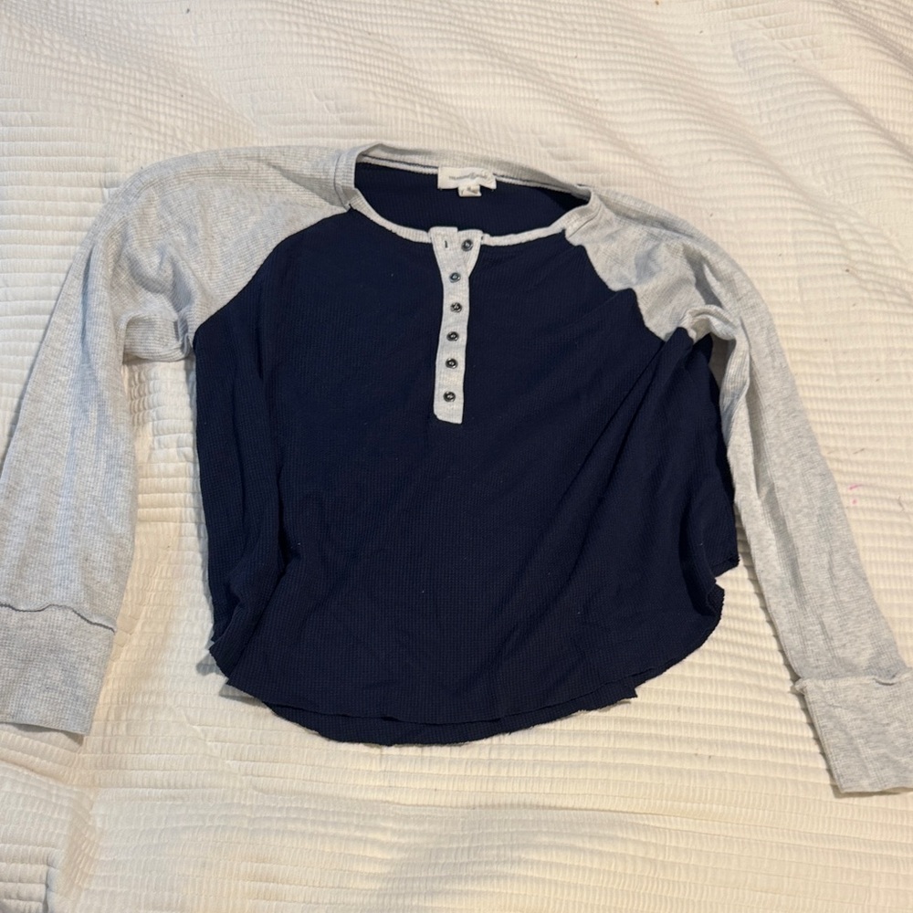Treasure & Bond Navy and Gray Button Down Shirt